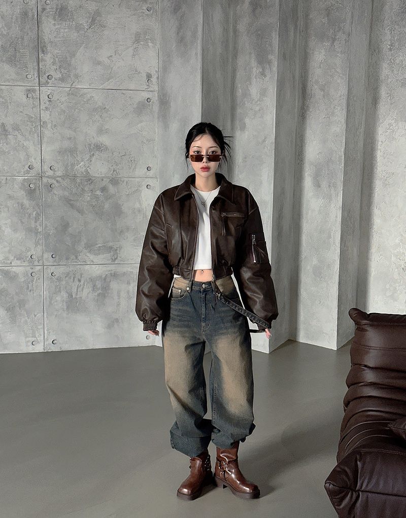 Leather Blouson Wellon Short Padded