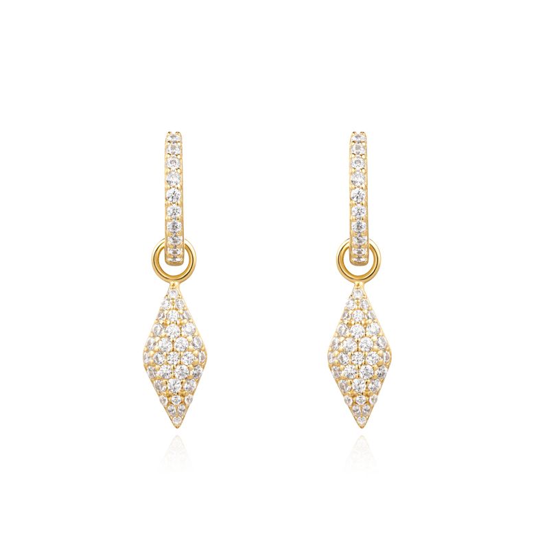 Gold Pave Sparkle 925 Silver Ring Earring E061-13G