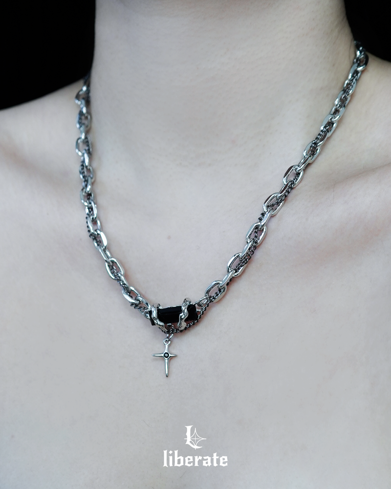  Onyx Cross Chain Necklace - Aespa Winter , Stray Kids Felix, KANG DANIEL Pick