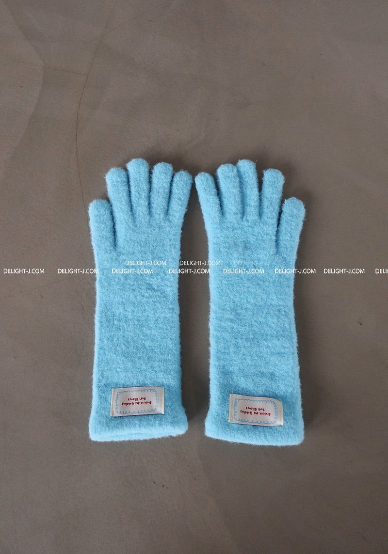 Patch Finger Slit Long Gloves