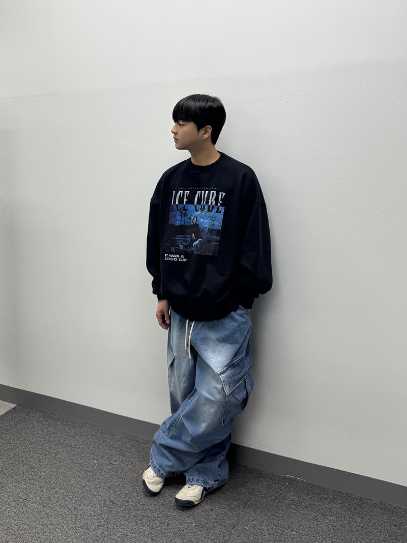 denim oblique cargo pants