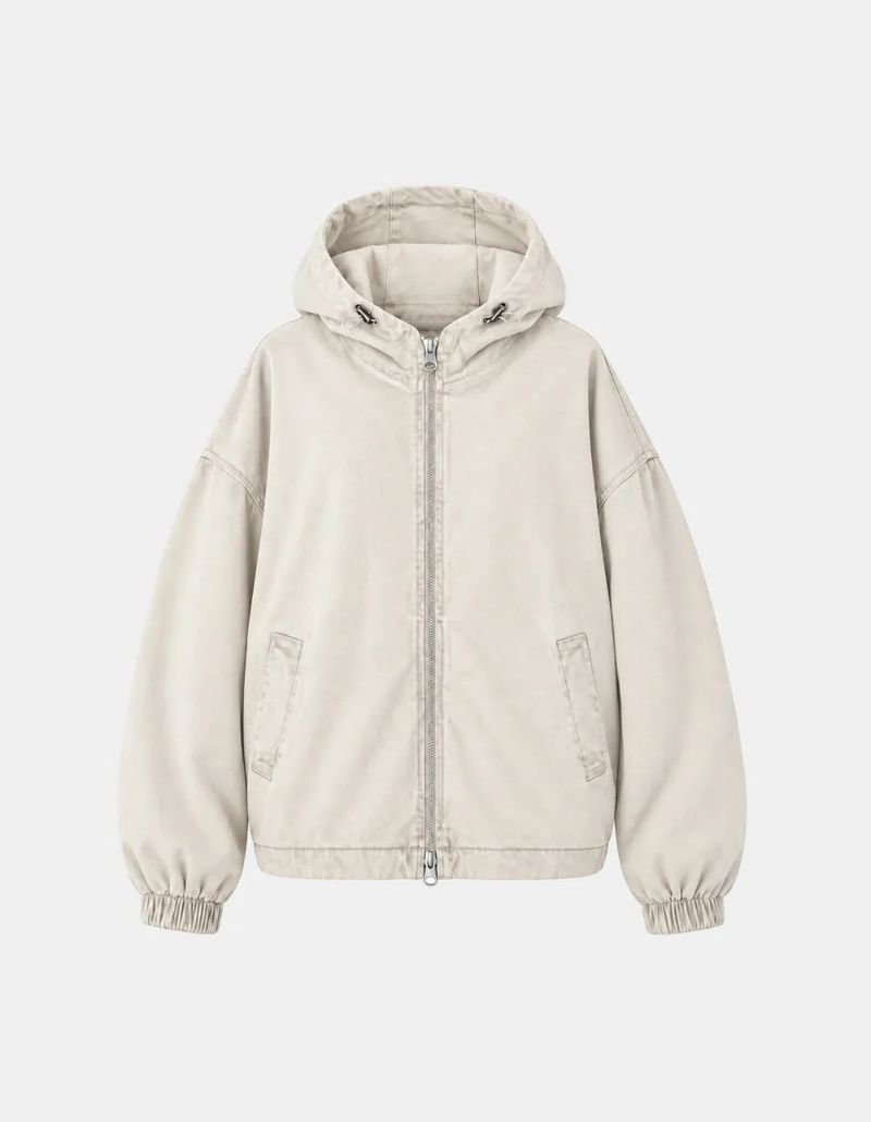 Pigment Washed Two-Way Hood Jacket