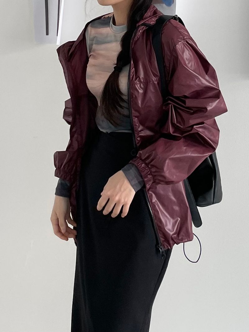 Glossy string windbreaker jk