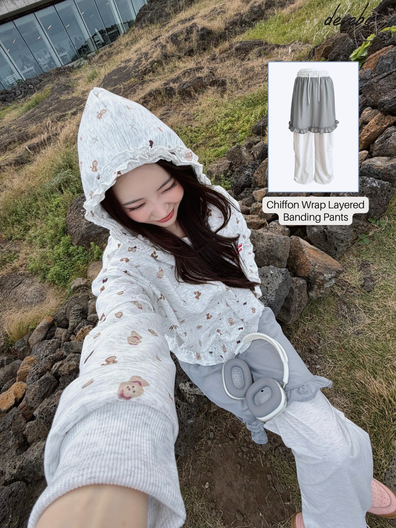 Chiffon Wrap Layered Banding Pants