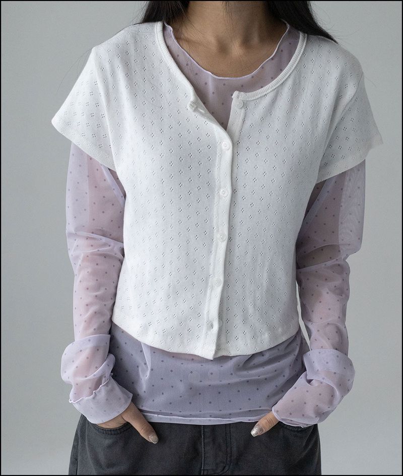 Edit crop frill half cardigan
