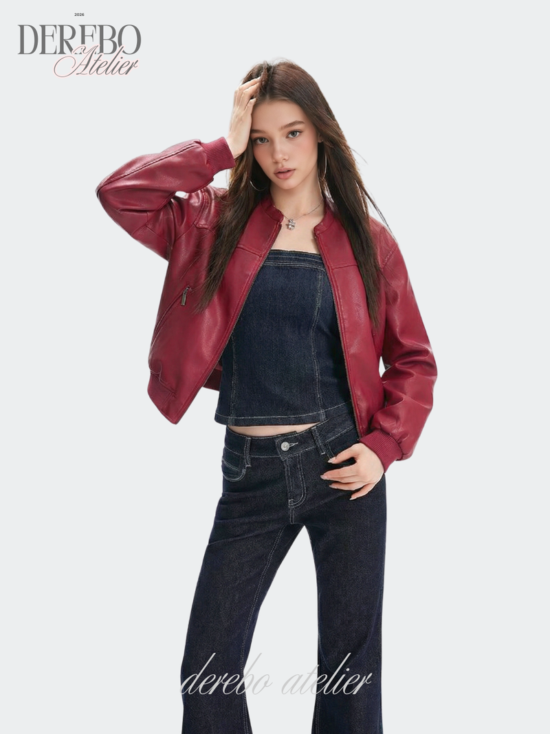 dereborujo（ドレボルゾー）の「burgundy cropped wide leather jacket（Jackets/Outerwear）」