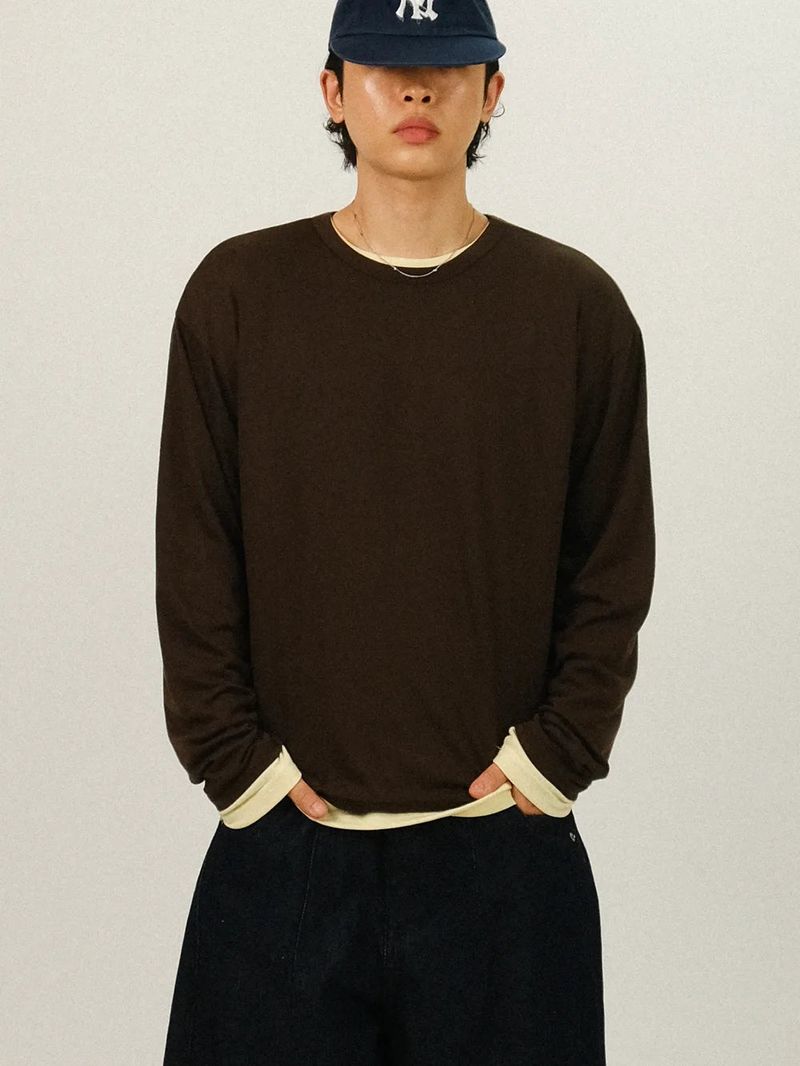 OE Layered Round Neck Long Sleeve T