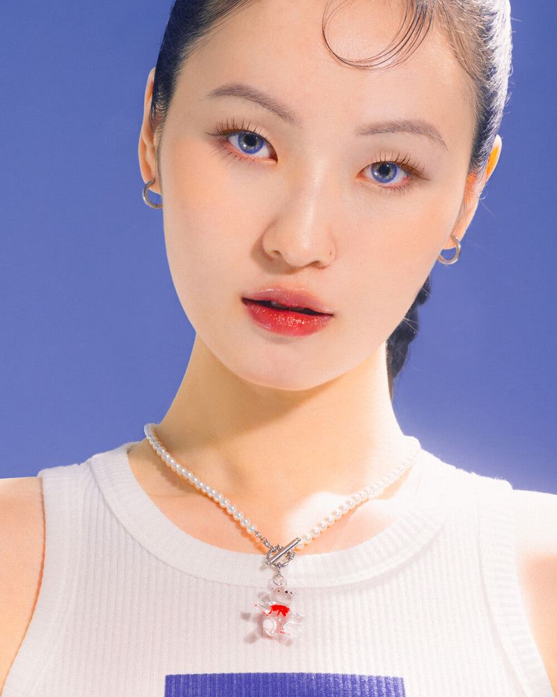 GLASS TEDDY NECKLACE_RED