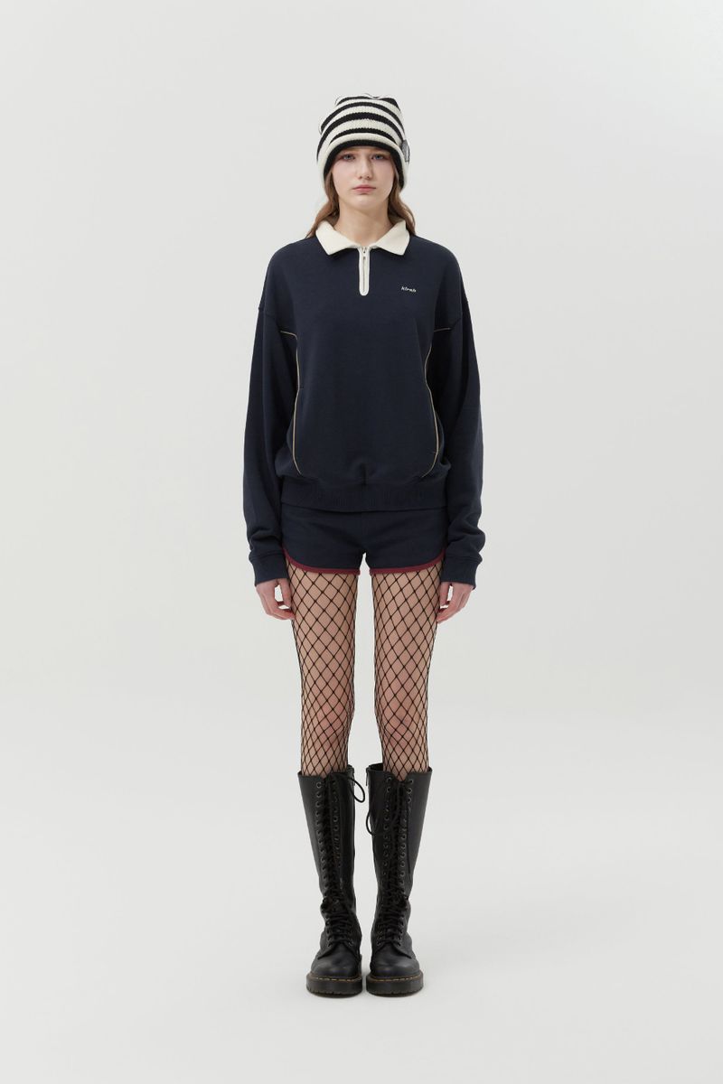 OPEN COLLAR SWEATSHIRT [DARK NAVY]