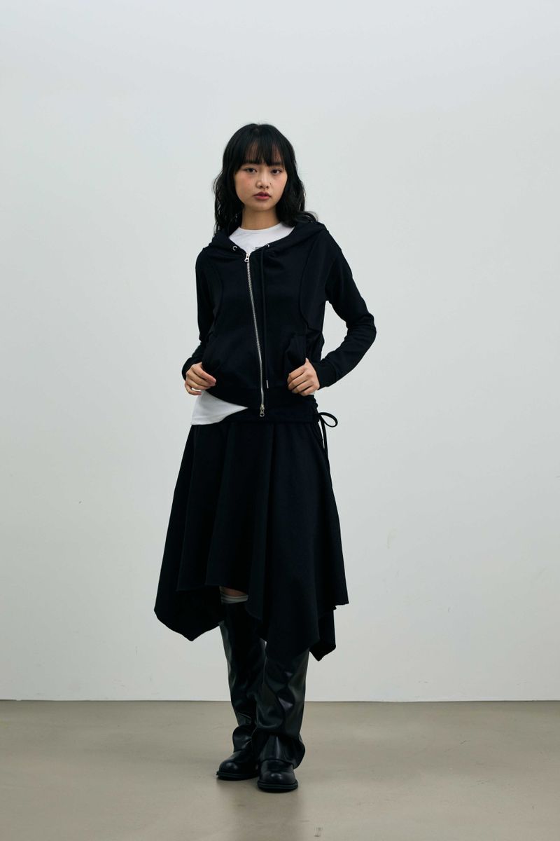  SILENT MIRAGE CROP HOOD ZIP-UP / BLACK