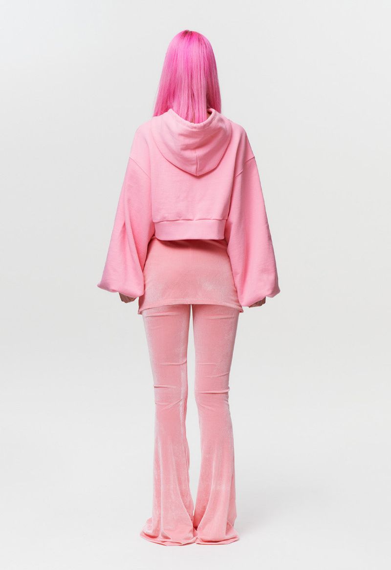  RIBBON CROP HOODIE (PINK)