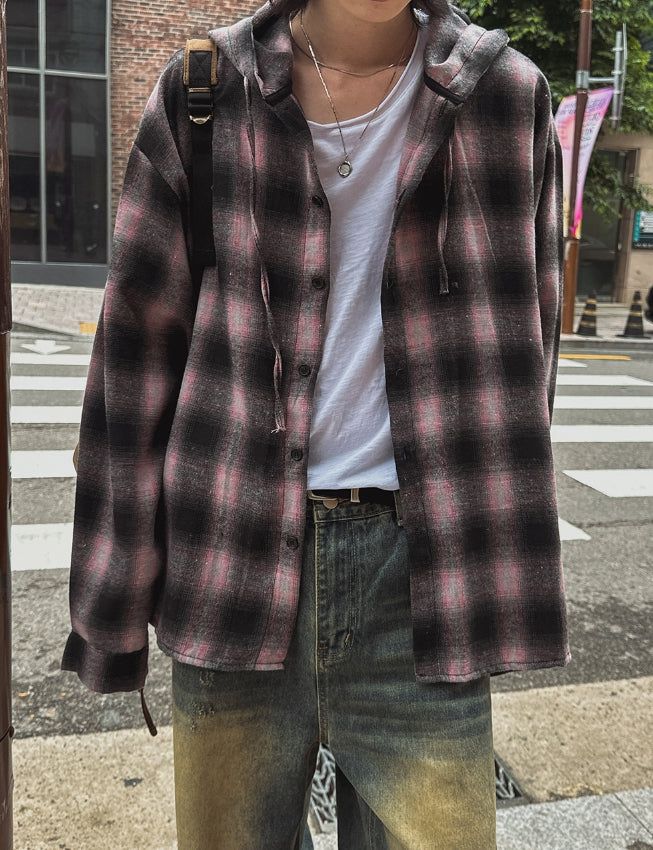 Kant Check Hooded Shirt
