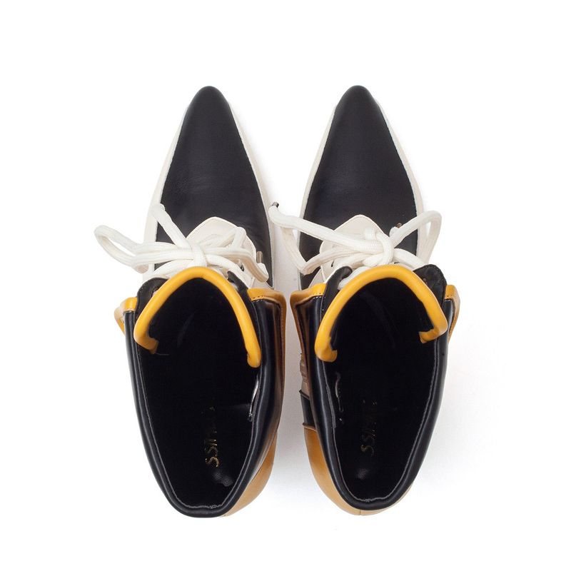 Color Block Biker Boots Heel(Yellow)