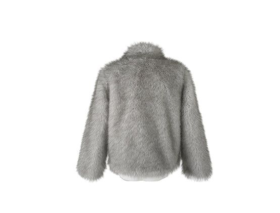 [Lining Quilting] Celan Hairy Fur Collar Jacket