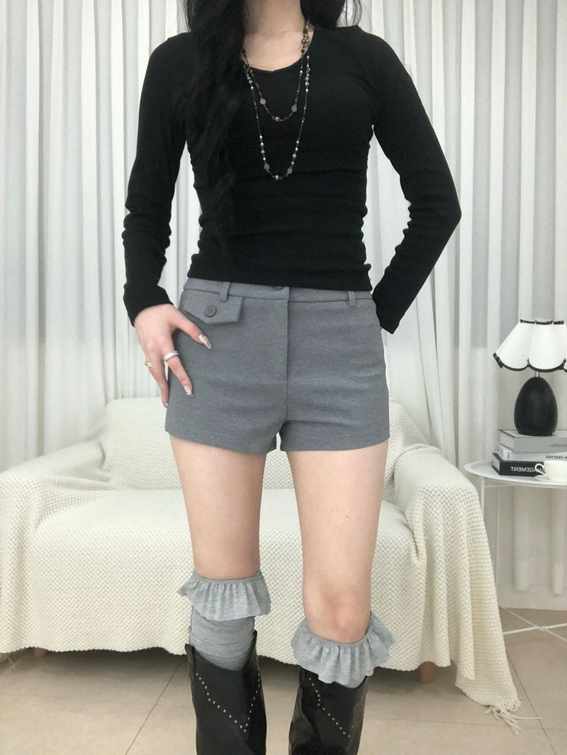 Slim Shirring V-Neck T