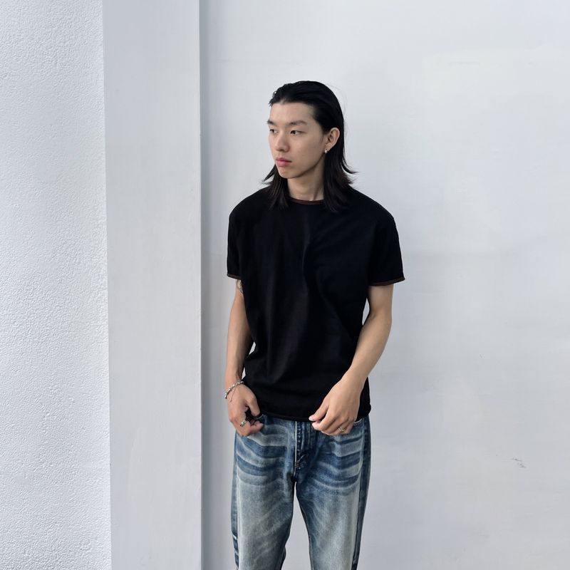 Black Brown Contrast Tee