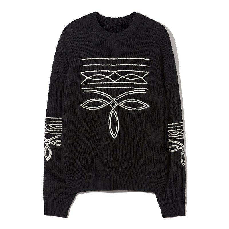 western stitch sweater black