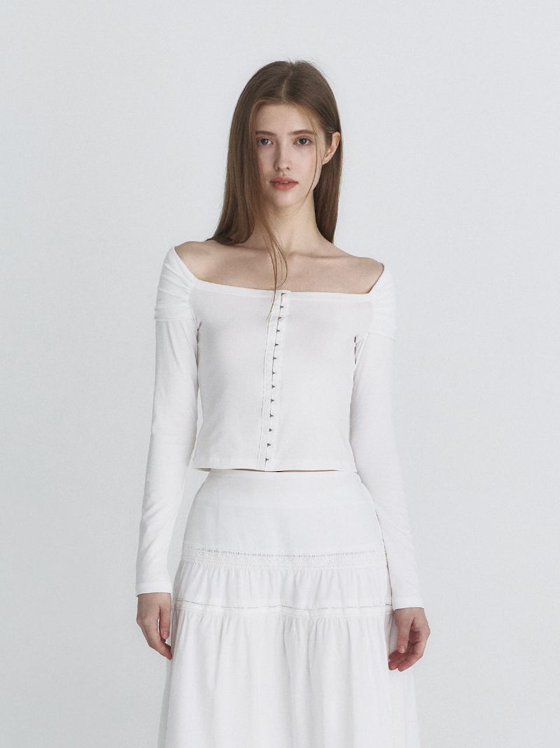 Off shoulder shawl top (Ivory)