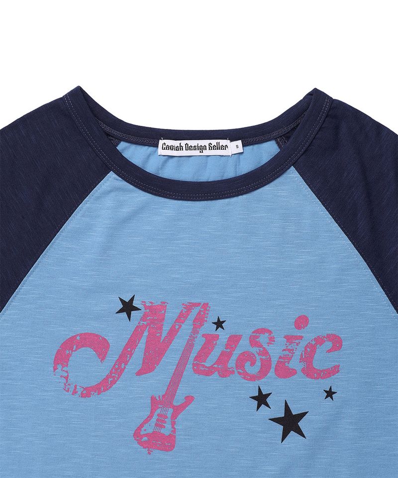 VINTAGE MUSIC RAGLAN TEE BLUE(CV2GFFT551A)