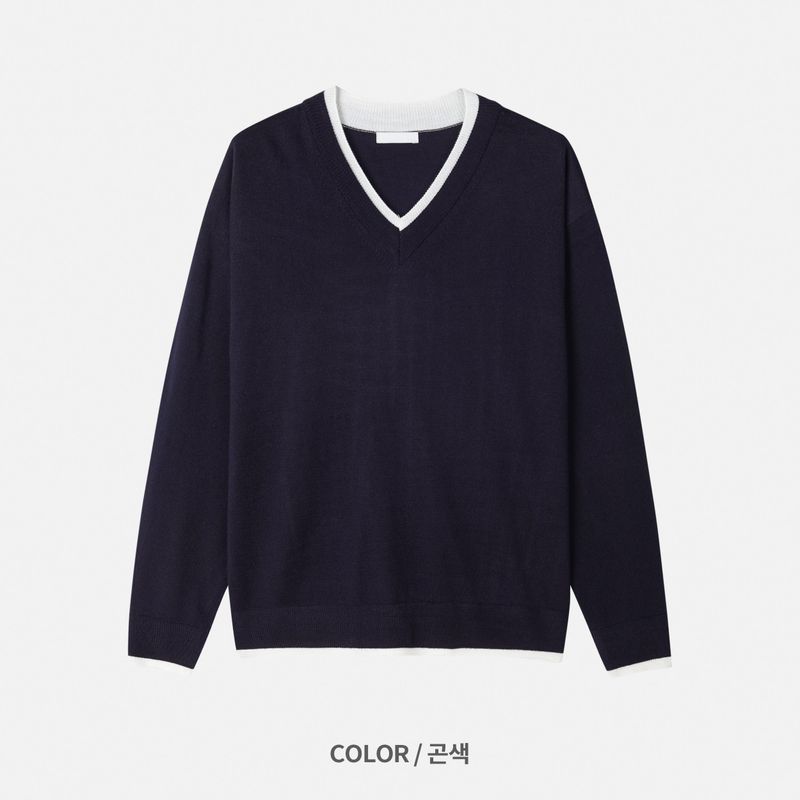 Coloring MER V-neck knit 4COLOR