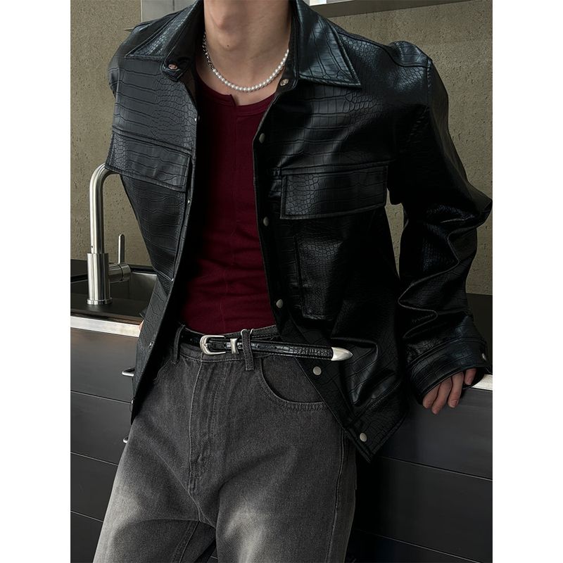 [S/S] Leather crop jacket