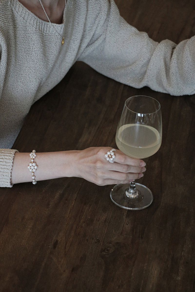 flower pearl silver bracelet