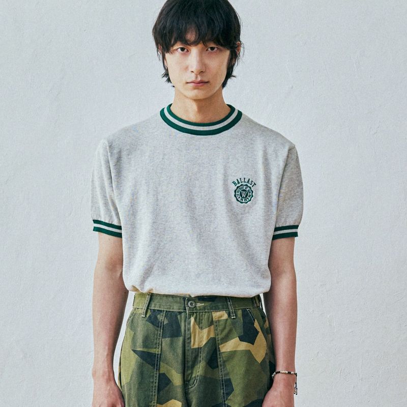 ballast athletic ringer knit sweat melange gray