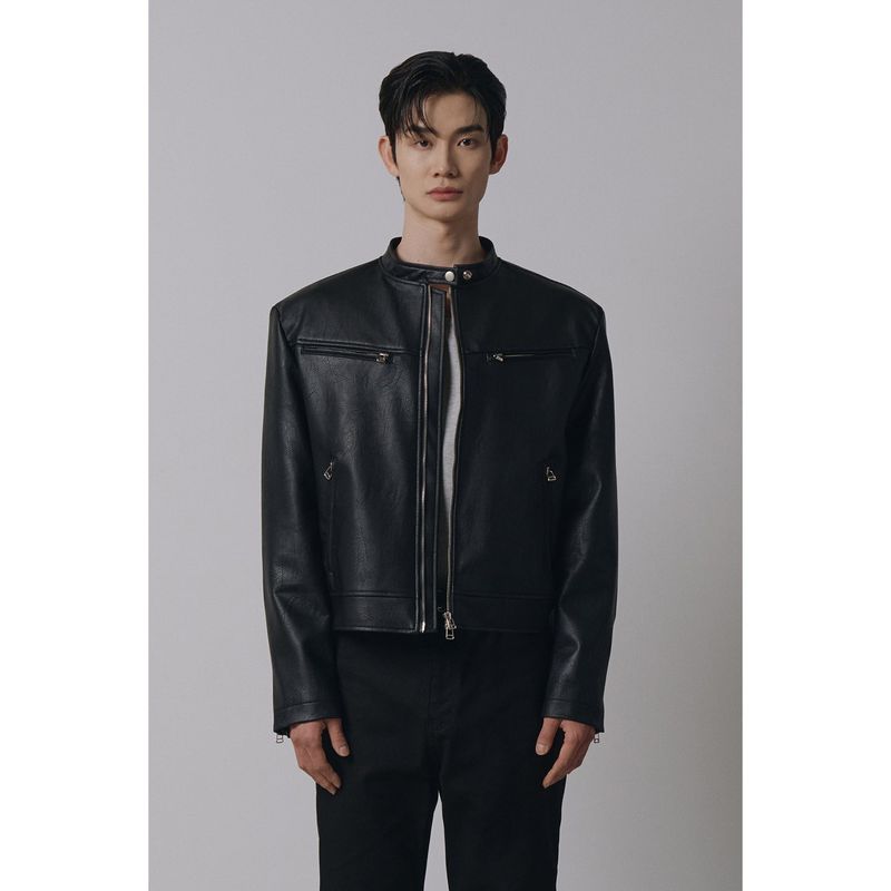 LAURANTSEOUL（ローラントソウル）の「Essential cracked leather biker jacket(Black)（Jackets/Outerwear）」