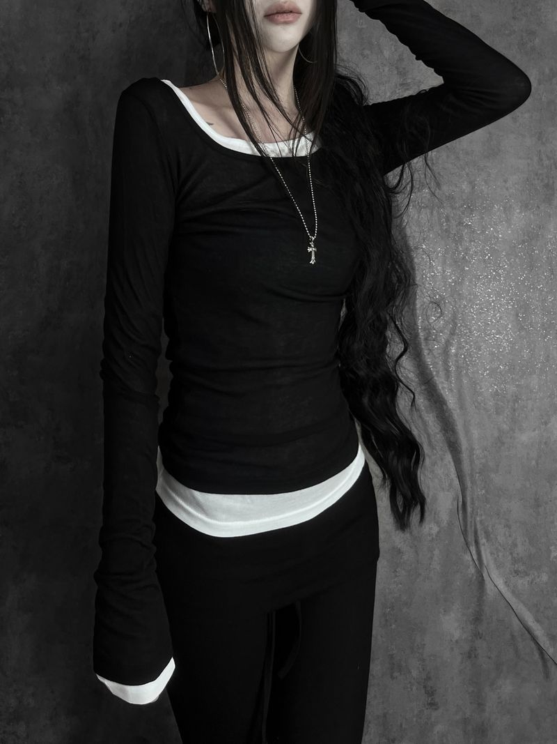 tencel square neck T (3color)