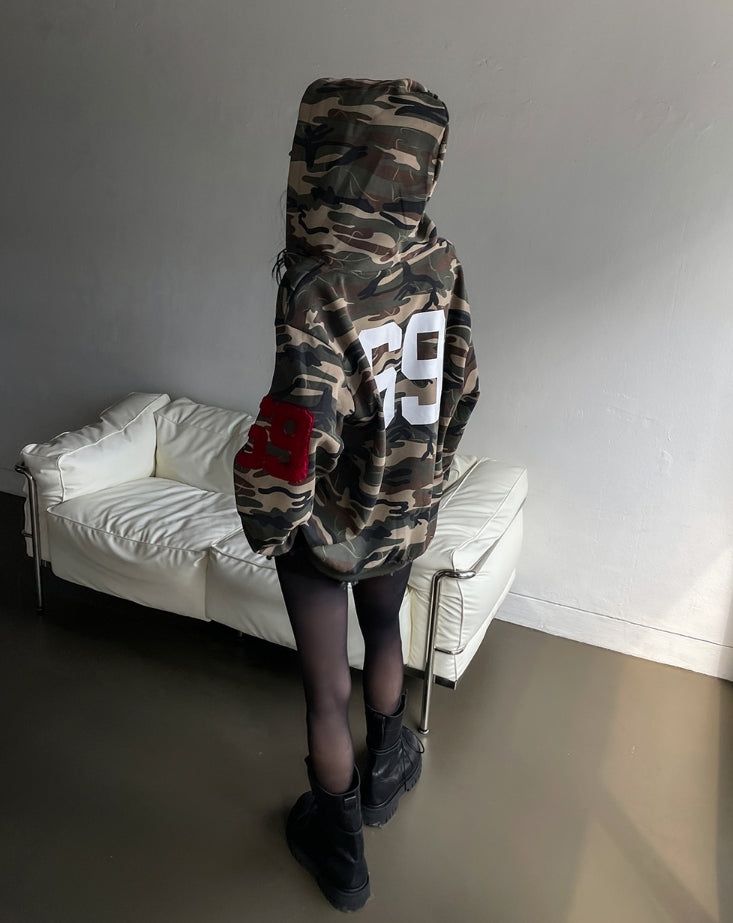 Roho Numbering Patch Overfit Hooded Zip-Up