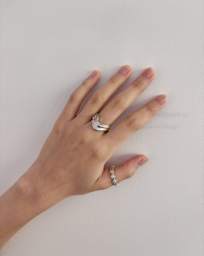 [925SILVER] RUCHE ROSE WAVE FRILL RING