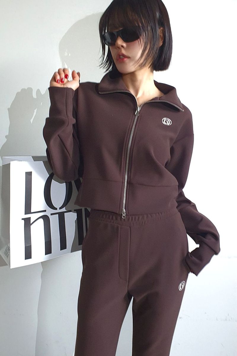 TWO-WAY FLEECE ZIP-UP_BROWN