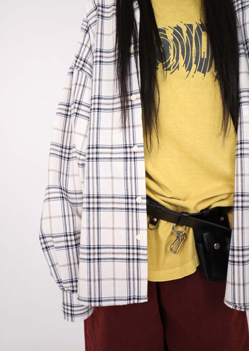 (UNISEX)Nerdy Oversized Checkered Shirt