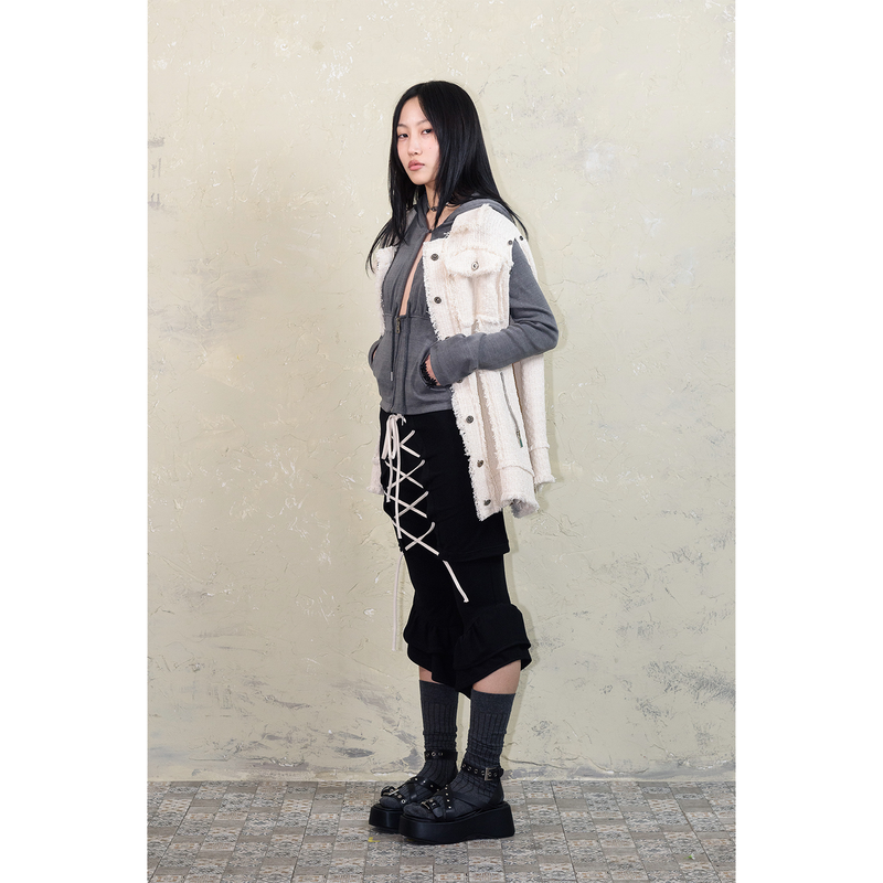 SLEEVE-OFF TWEED JACKET