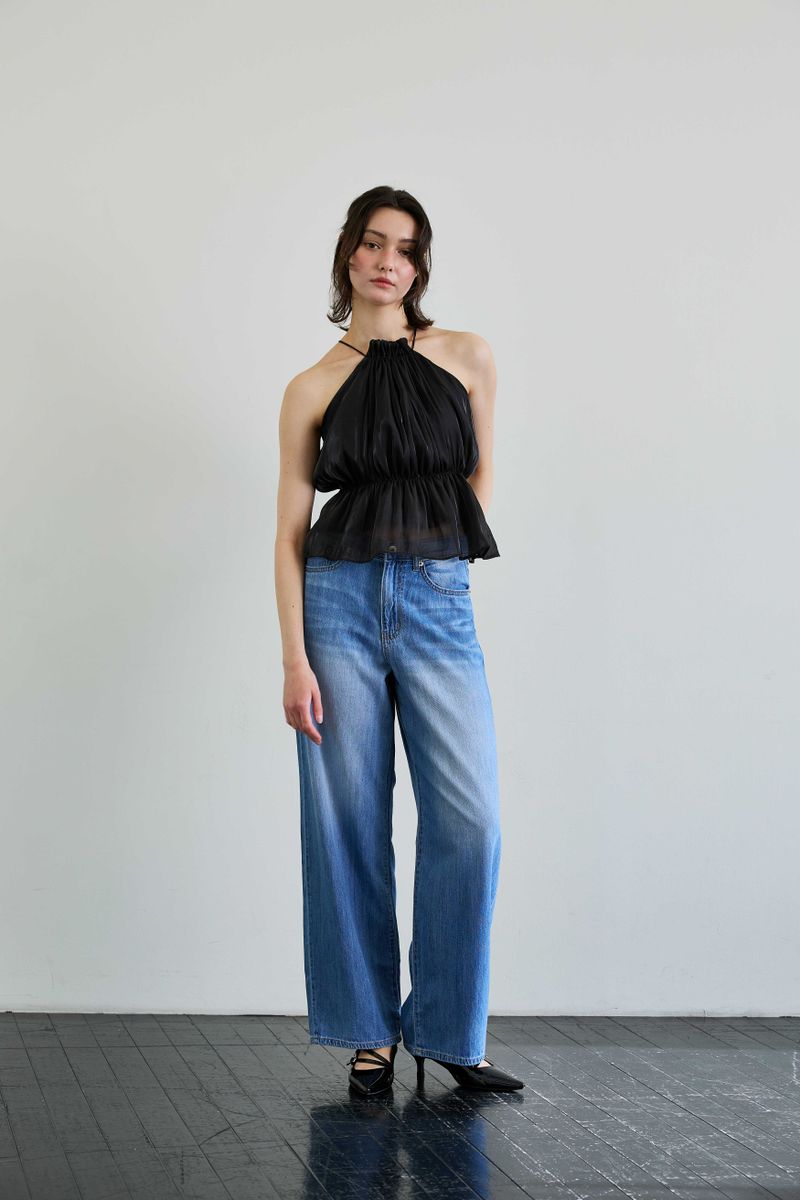 PEARL HALTERNECK TOP / BLACK