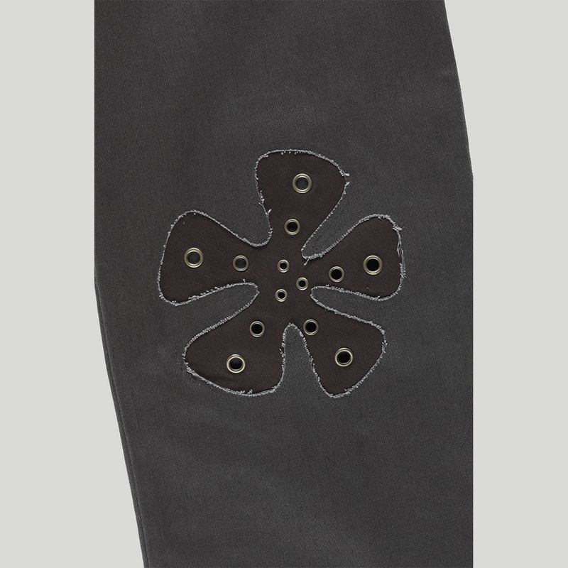 TWO-TONE FLOWER STRAIGHT JEAN