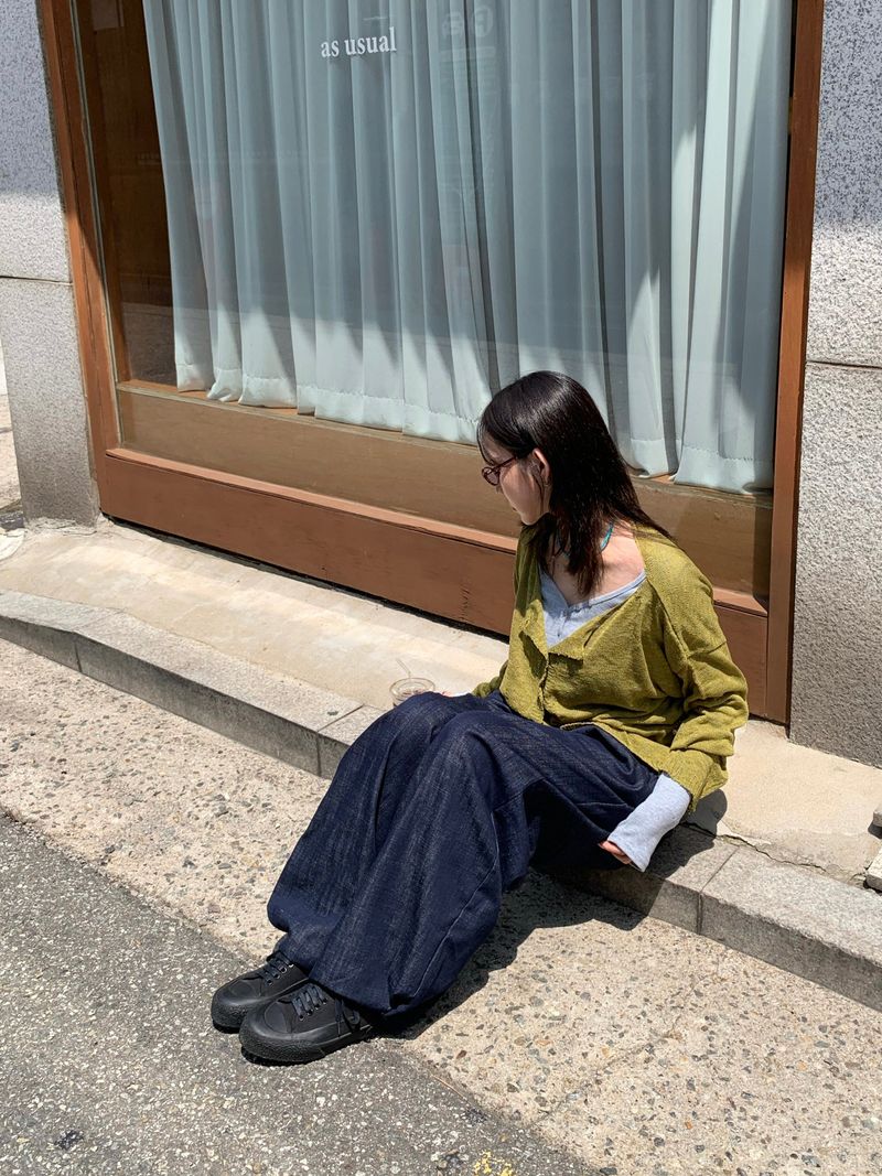 Snap Non-Fade Denim String Wide Pants (2 colors)