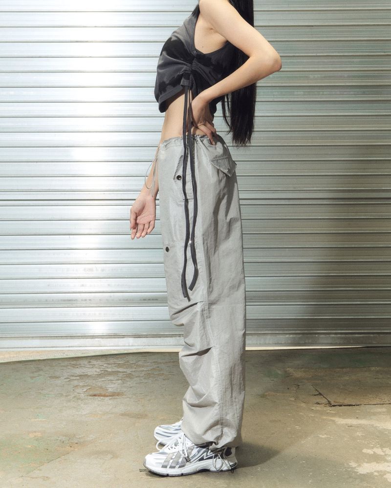glossy snap jogger pt - grey