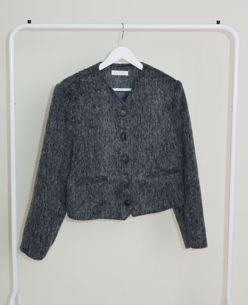 Linda Brush Mohair Crop Long Sleeve Jacket