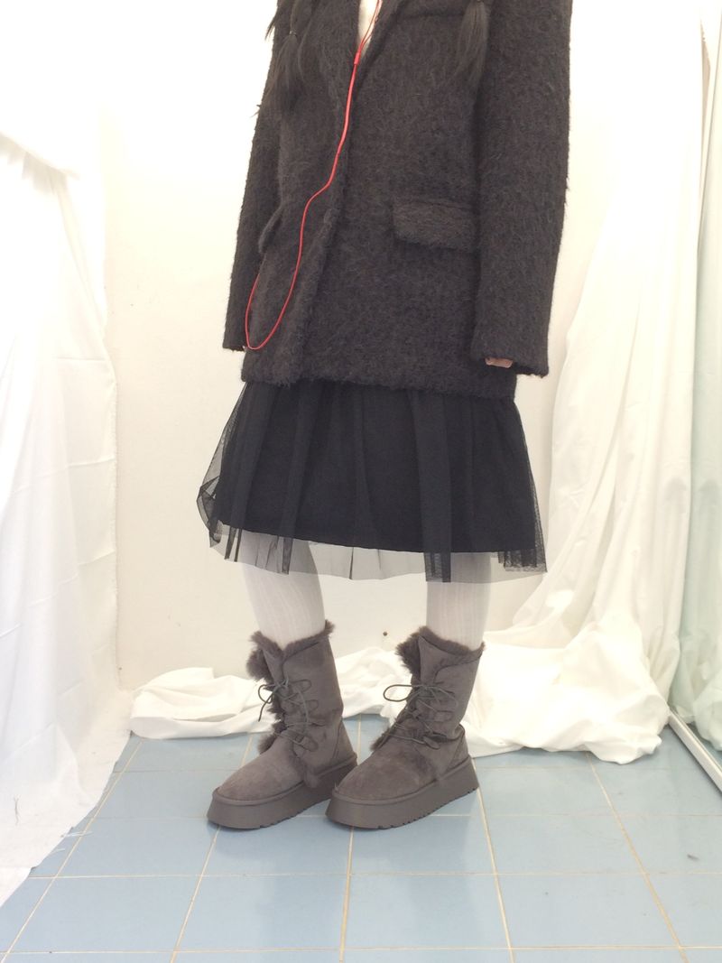 Suede Rabbit Fur Boots