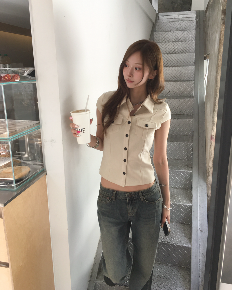 ローライズタンストレートデニムパンツ