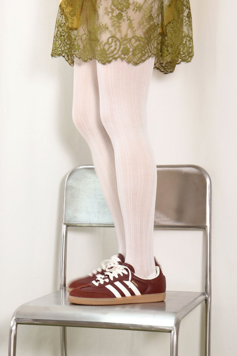creamy line tights (cream white)