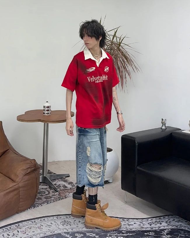Rica Washed Damaged Bermuda Denim