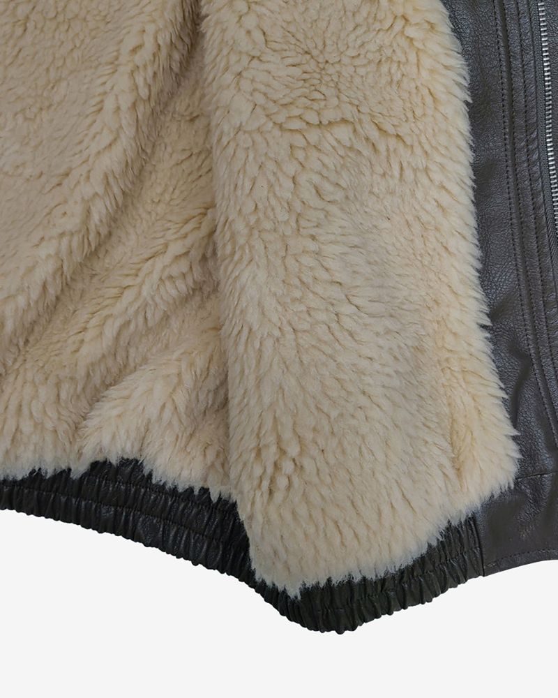 Lining fur oversized leather jumper