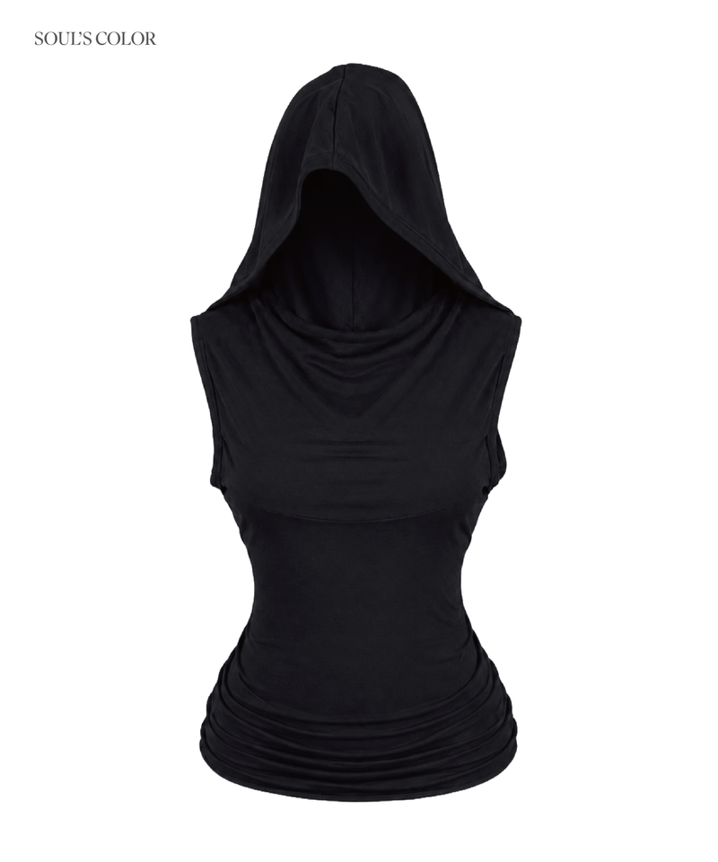 KAYA DRAPE BACKLESS HOODIE TOP (3COLOR)