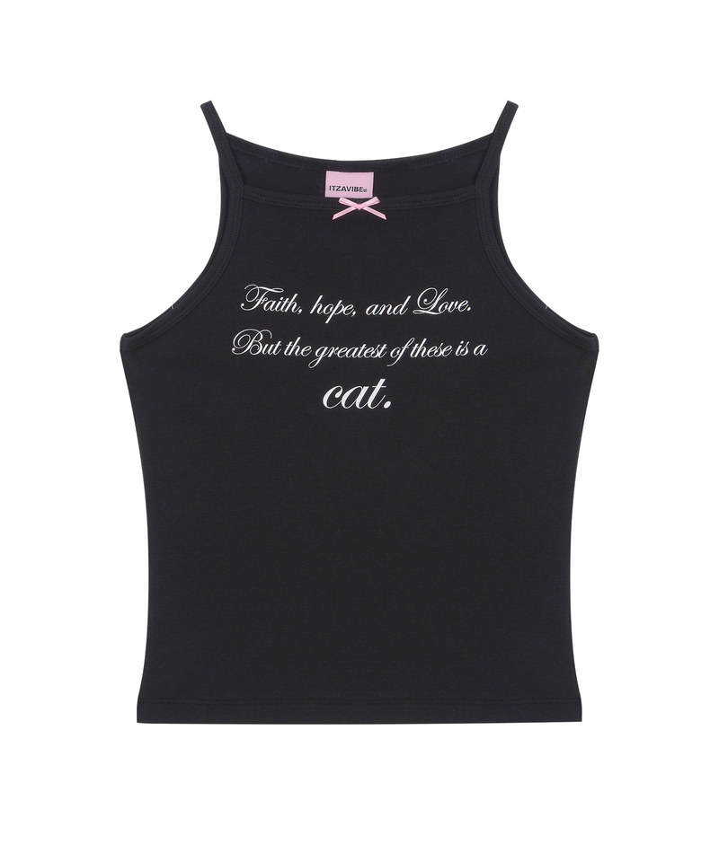 CAT SAYING SLEEVELESS_BLACK