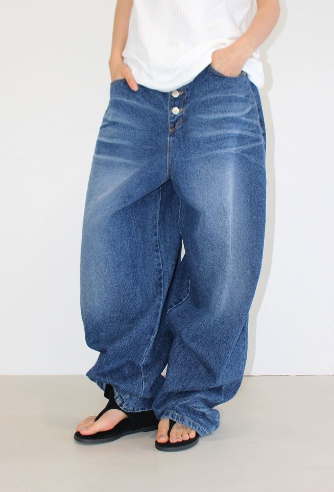 (unisex) 4-BUTTON BALLOON DENIM