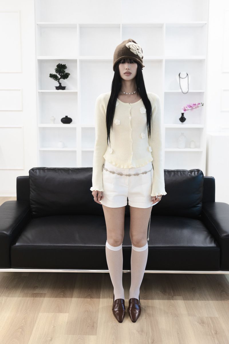[Sepia] Basic cotton shorts (Black/White)