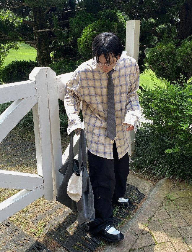 No.0860 soft check light over SHIRT (3color)