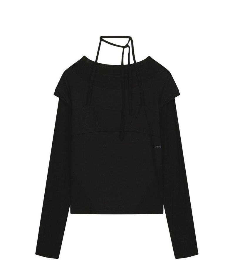 Halter Strap Long Sleeve / Black